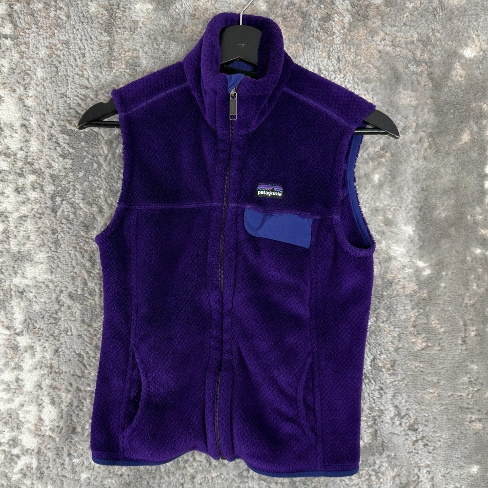 Patagonia Size S Outdoor Fleece Sleeveless Vest Purple Mock Neck Casual